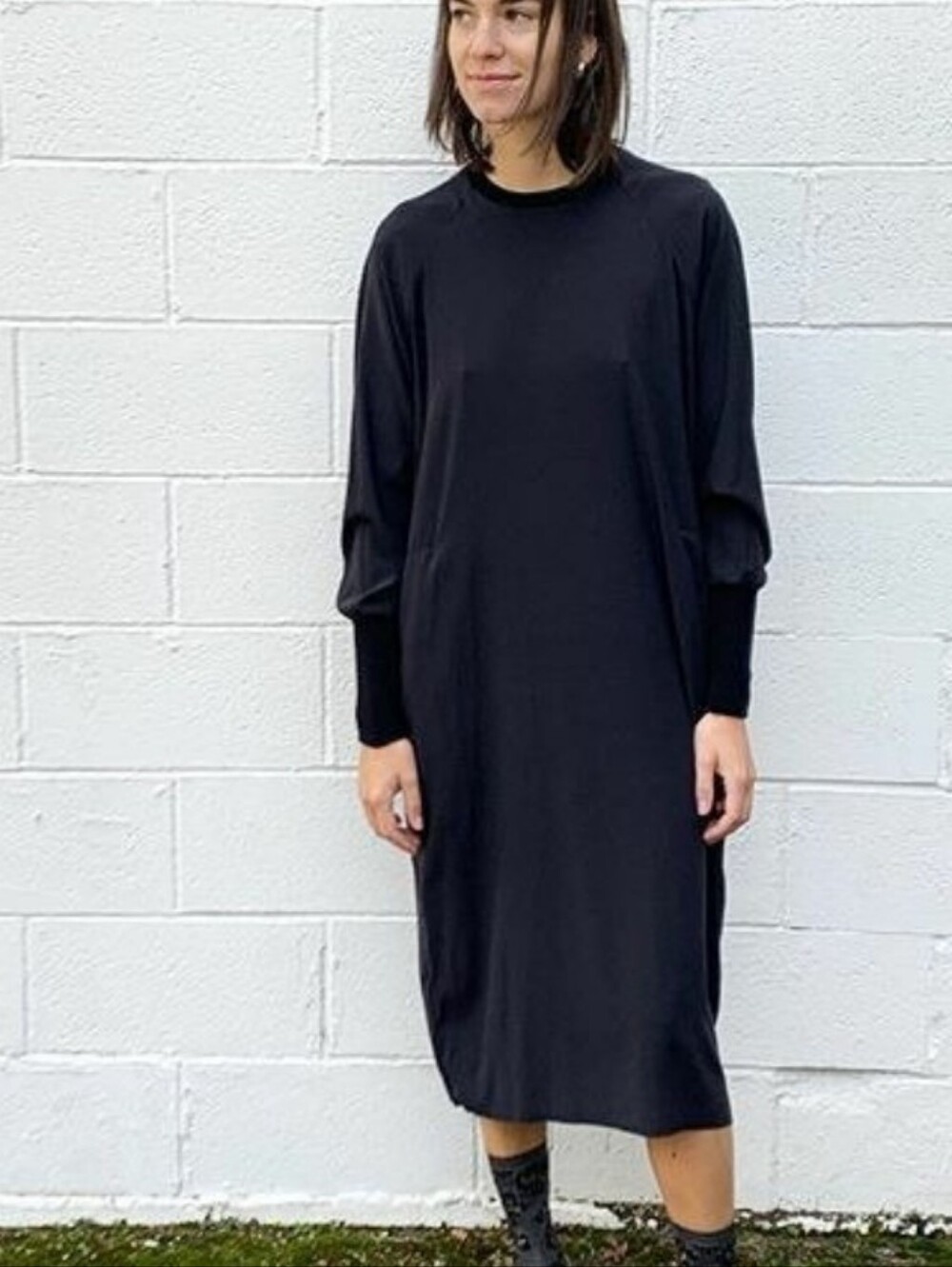 J. Crew Long Sleeve Black Cotton Sweatshirt Dress Size Medium